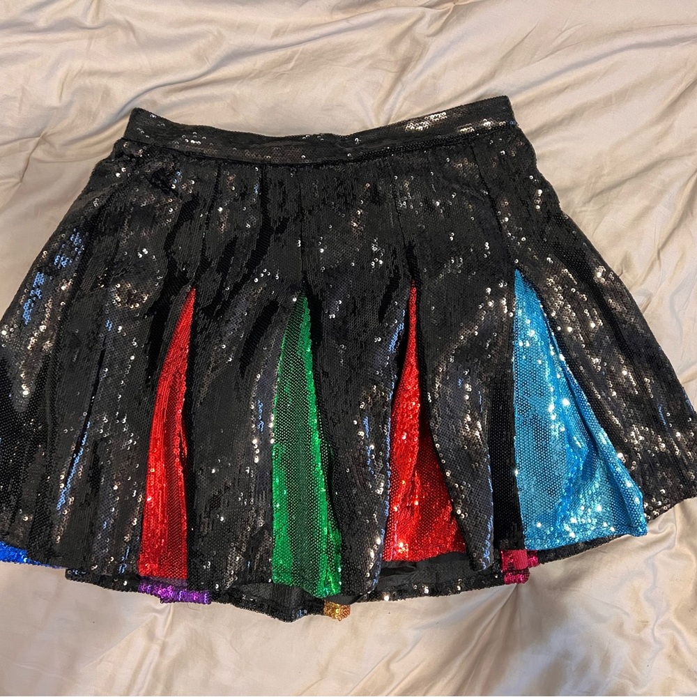 NWOT QOS Rainbow Sequin Skirt
